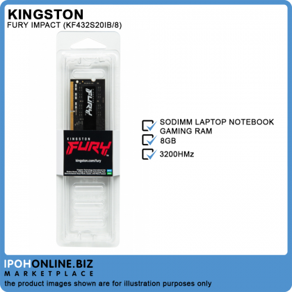Kingston FURY Impact 8GB DDR4 3200 Gaming Notebook RAM SODIMM AMD Intel XMP Certified - KF432S20IB/8